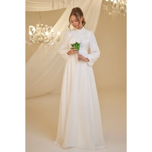 Şifon Helin Abiye - Beyaz