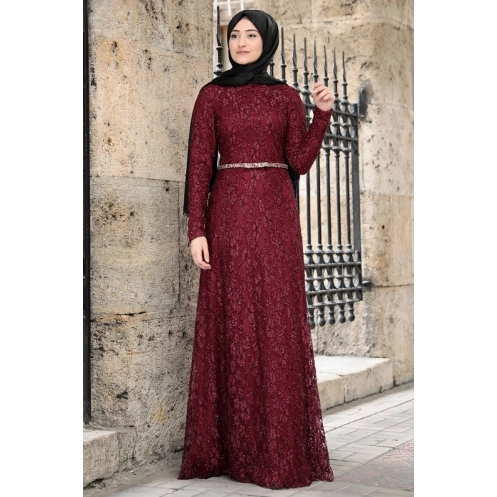 İPEK ELBİSE BORDO