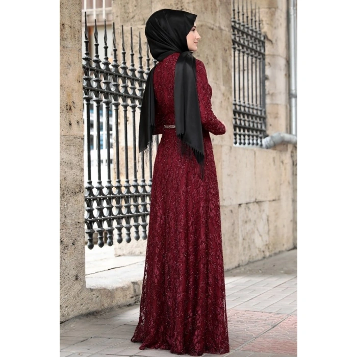 İPEK ELBİSE BORDO
