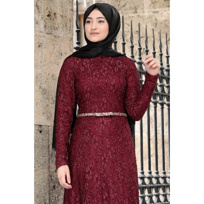 İPEK ELBİSE BORDO