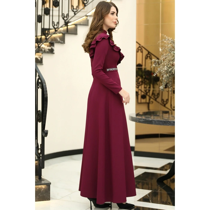 Elif Taşlı Elbise Mürdüm