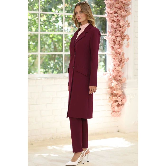 Zarif Ceket Pantolon Takım Bordo