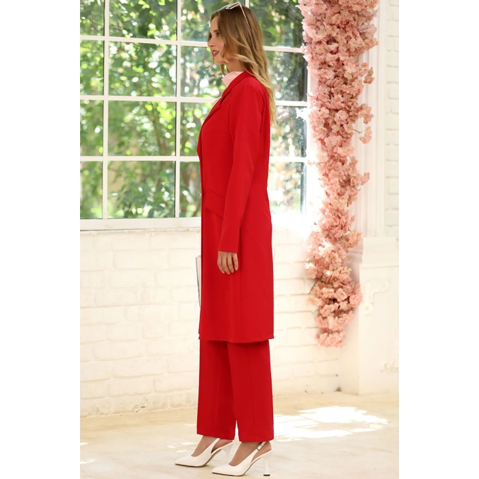Zarif Ceket Pantolon Takım Kırmızı