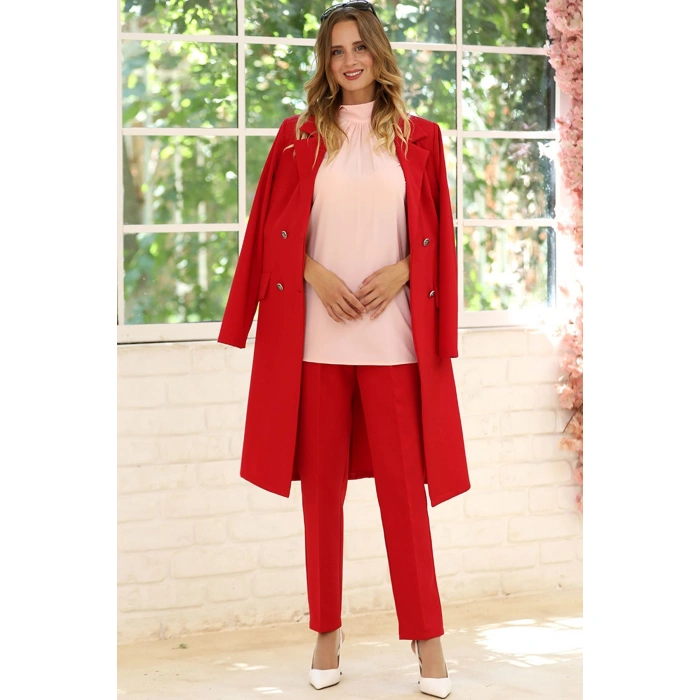 Zarif Ceket Pantolon Takım Kırmızı