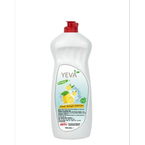 Yeva 750 ml Limonlu Bulaşık Deterjanı – Güçlü Yağ Çözücü, Doğal Limon Ferahlığı, Bitkisel Formül