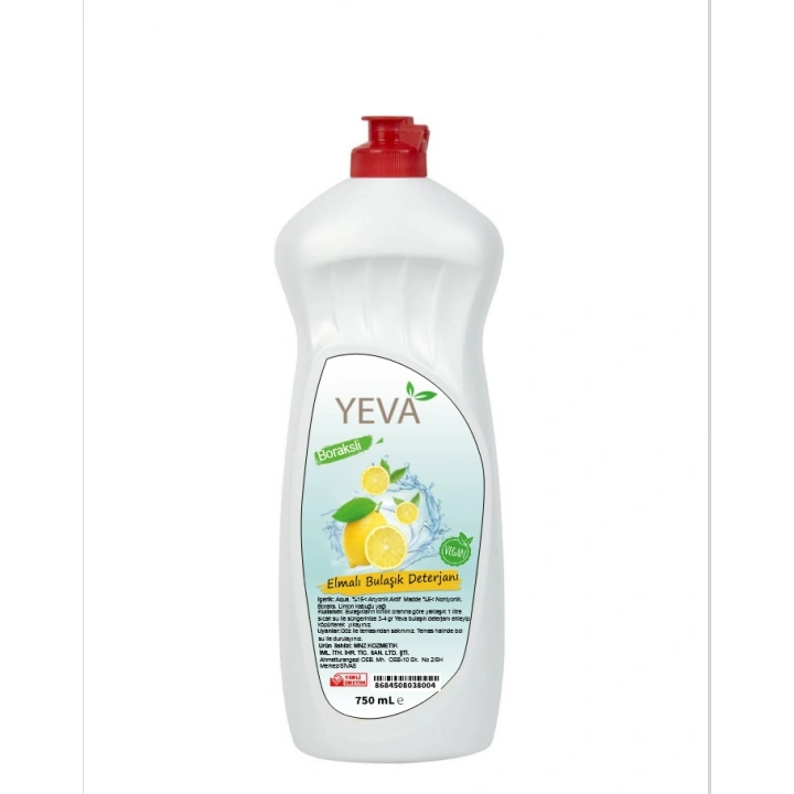 Yeva 750 ml Limonlu Bulaşık Deterjanı – Güçlü Yağ Çözücü, Doğal Limon Ferahlığı, Bitkisel Formül
