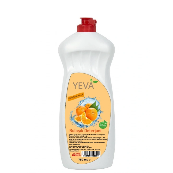 Yeva Portakallı Bulaşık Deterjanı 750 ml – Güçlü Yağ Çözücü, Doğal Limon Ferahlığı, Bitkisel Formül