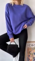 Kadın Mor Over Size Luxury Basic Sweatshirt