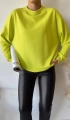 Kadın Neon Sarı Over Size Luxury Basic Sweatshirt