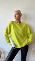 Kadın Neon Sarı Over Size Luxury Basic Sweatshirt