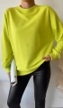 Kadın Neon Sarı Over Size Luxury Basic Sweatshirt