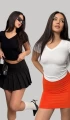 Kadın 2li Paket Siyah-Beyaz V Yaka Buzy Modal Kumaş Basic Kısa Kol Bluz