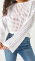 Kadın Beyaz Ajurlu Triko Crop Bluz