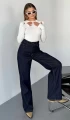 Kadın Beyaz Bisiklet Yaka Parmak Geçmeli Modal Kumaş Body