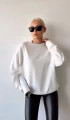 Kadın Beyaz Over Size Luxury Basic Sweatshirt