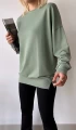 Kadın Haki Over Size Luxury Basic Sweatshirt