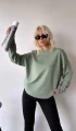 Kadın Haki Over Size Luxury Basic Sweatshirt