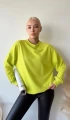 Kadın Neon Sarı Over Size Luxury Basic Sweatshirt