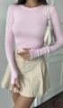 Kadın Pembe Bisiklet Yaka Parmak Geçmeli Modal Kumaş Body