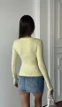 Kadın Sarı Bisiklet Yaka Parmak Geçmeli Modal Kumaş Body