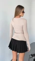Kadın Taş Bisiklet Yaka Parmak Geçmeli Modal Kumaş Body