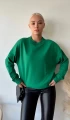 Kadın Yeşil Over Size Luxury Basic Sweatshirt