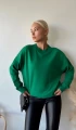 Kadın Yeşil Over Size Luxury Basic Sweatshirt