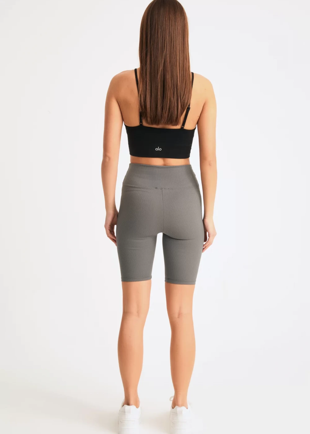 Kadın Antrasit Biker Fitilli Yüksek Bel Toparlayıcı Tayt