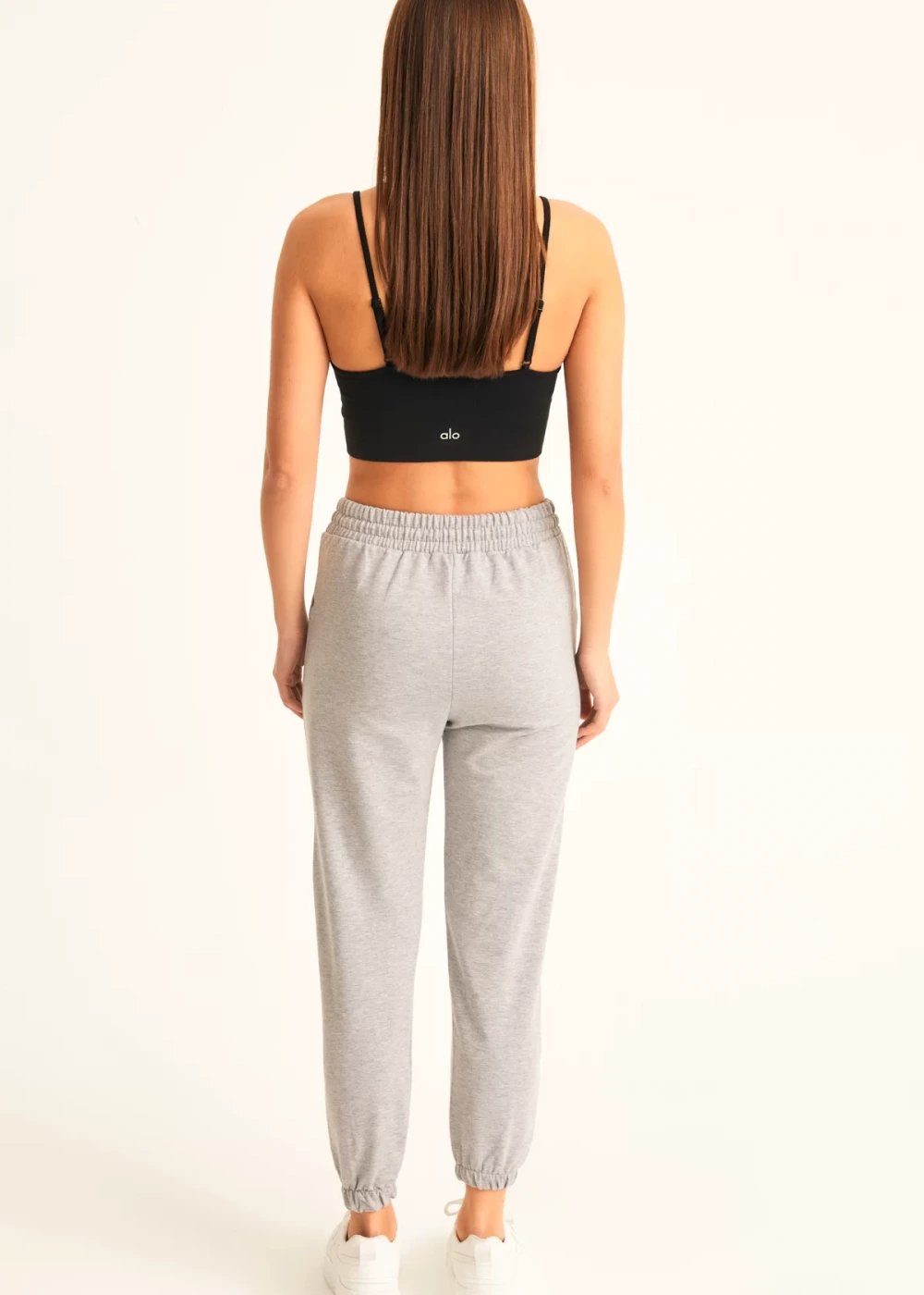 Kadın Gri 2 İplik Yüksek Bel Jogger Eşofman Altı