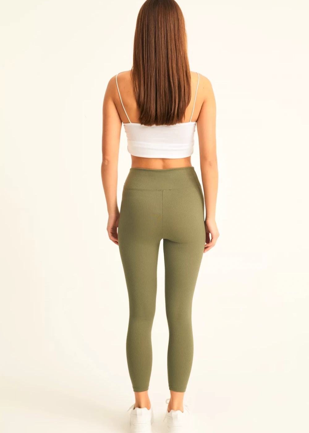 Kadın Haki Fitilli Yüksek Bel Tayt