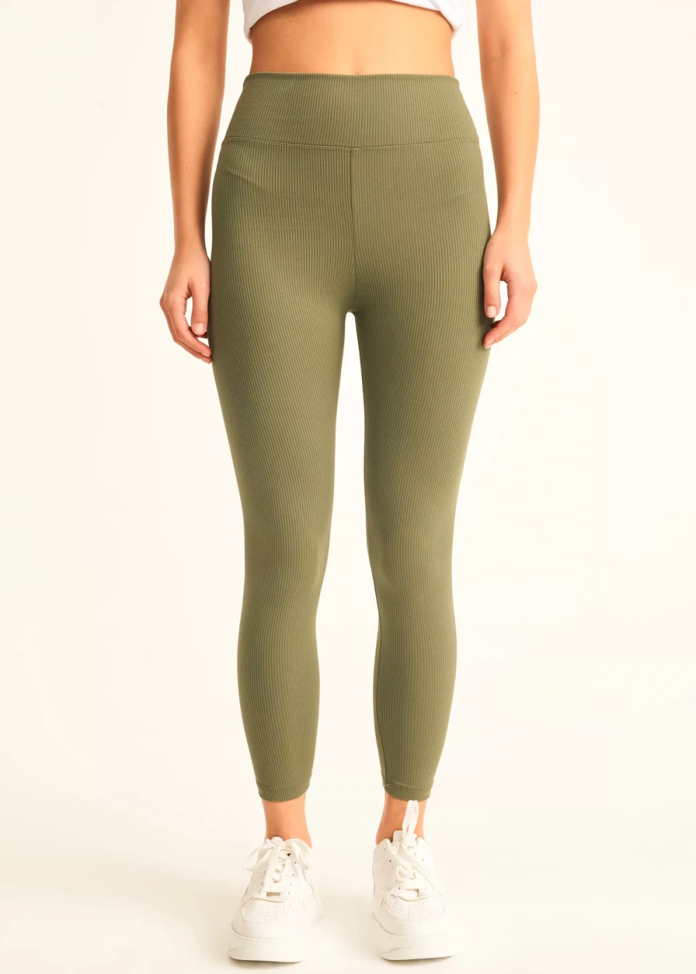 Kadın Haki Fitilli Yüksek Bel Tayt