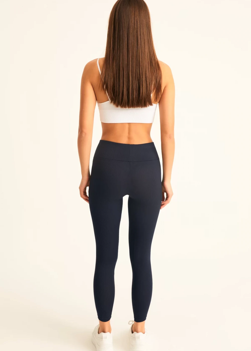 Kadın Lacivert Fitilli Yüksek Bel Tayt