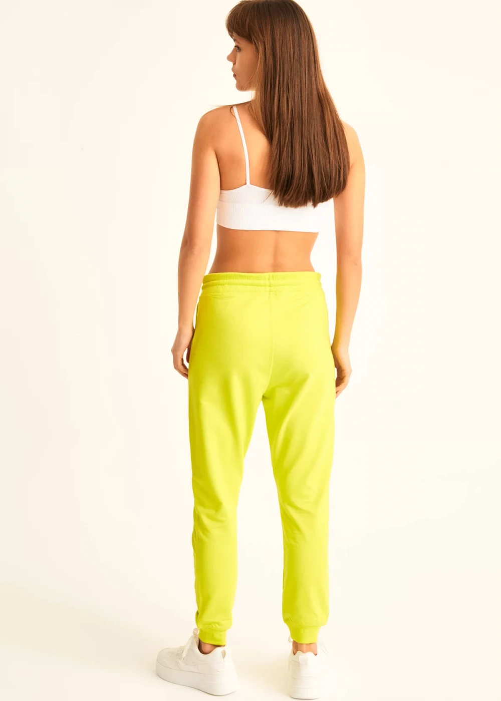 Kadın Neon Yeşil Ribana Detay Eşofman Altı