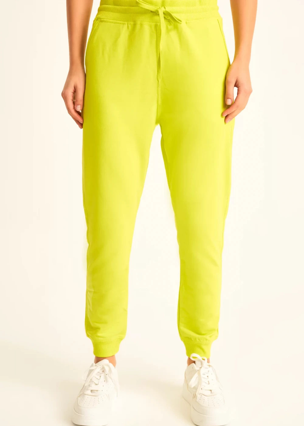 Kadın Neon Yeşil Ribana Detay Eşofman Altı