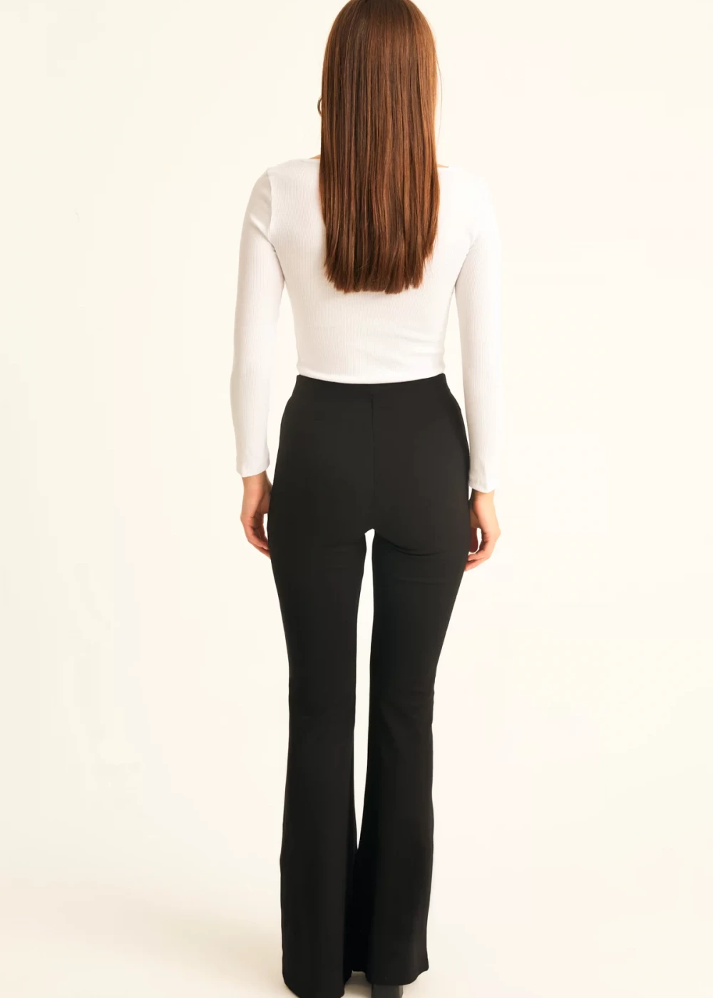 Kadın Siyah Önden Fermuarlı Çelik Örme Pantolon