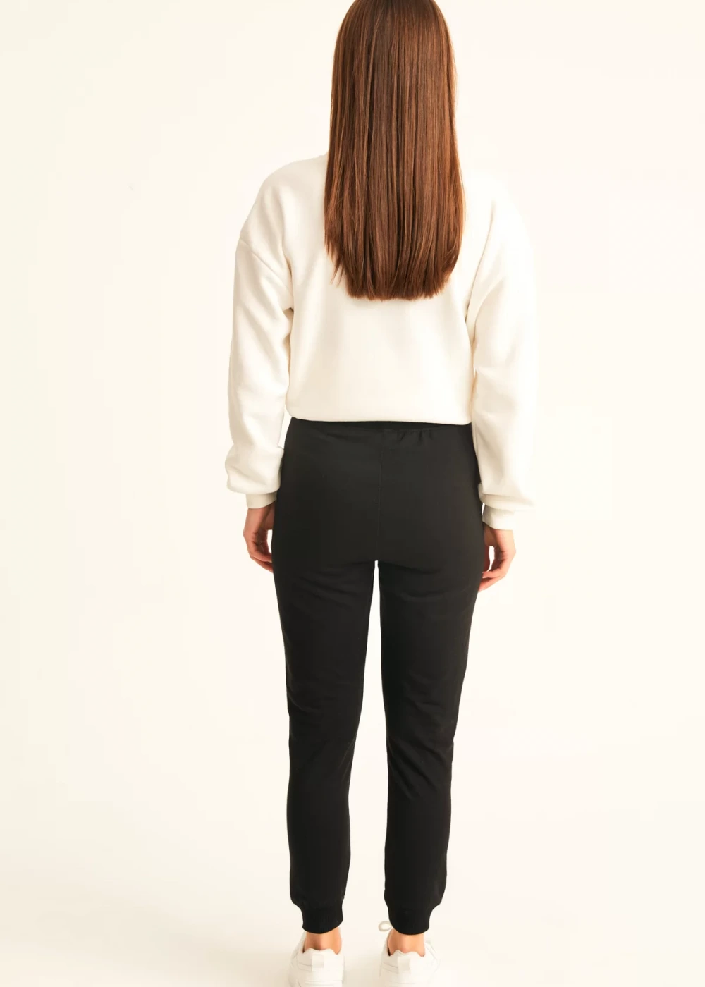 Kadın Siyah Ribana Detay Eşofman Altı