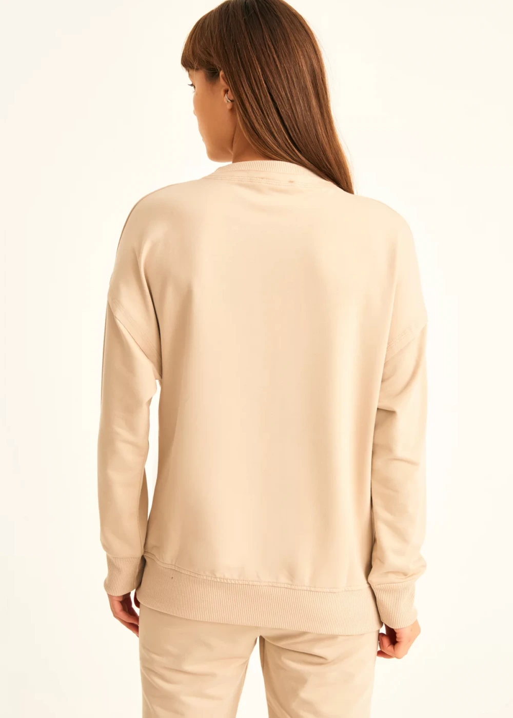 Kadın Taş Pamuk Over Size Sweatshirt