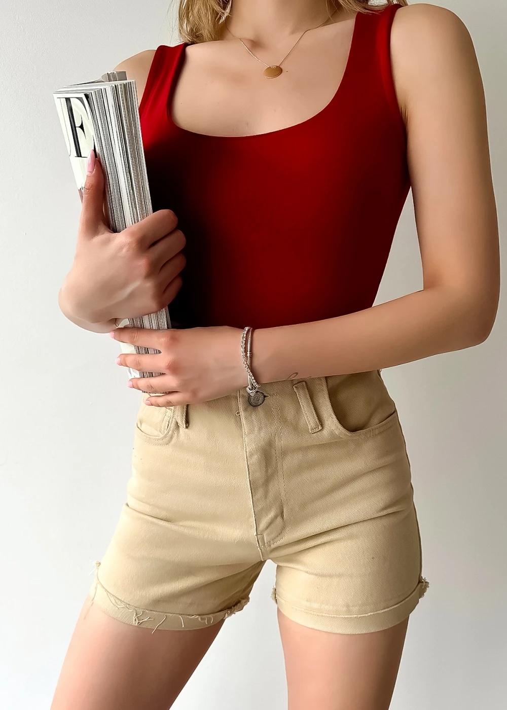 Kadın Bordo Sıfır Kol Luxury Önü Çift Kat Viskon Bluz