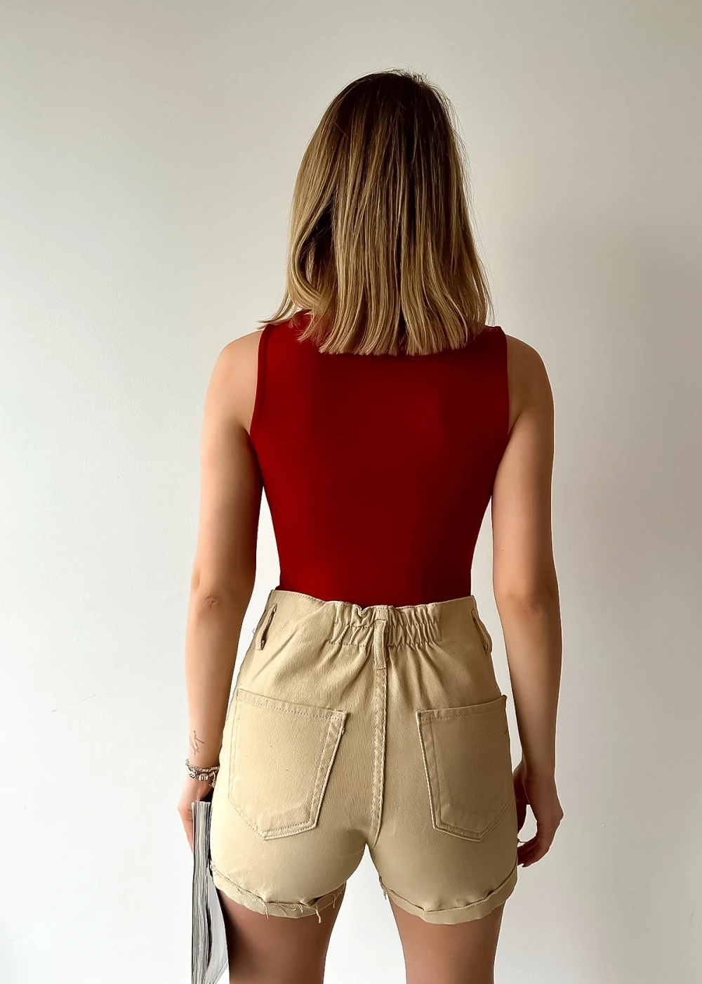 Kadın Bordo Sıfır Kol Luxury Önü Çift Kat Viskon Bluz