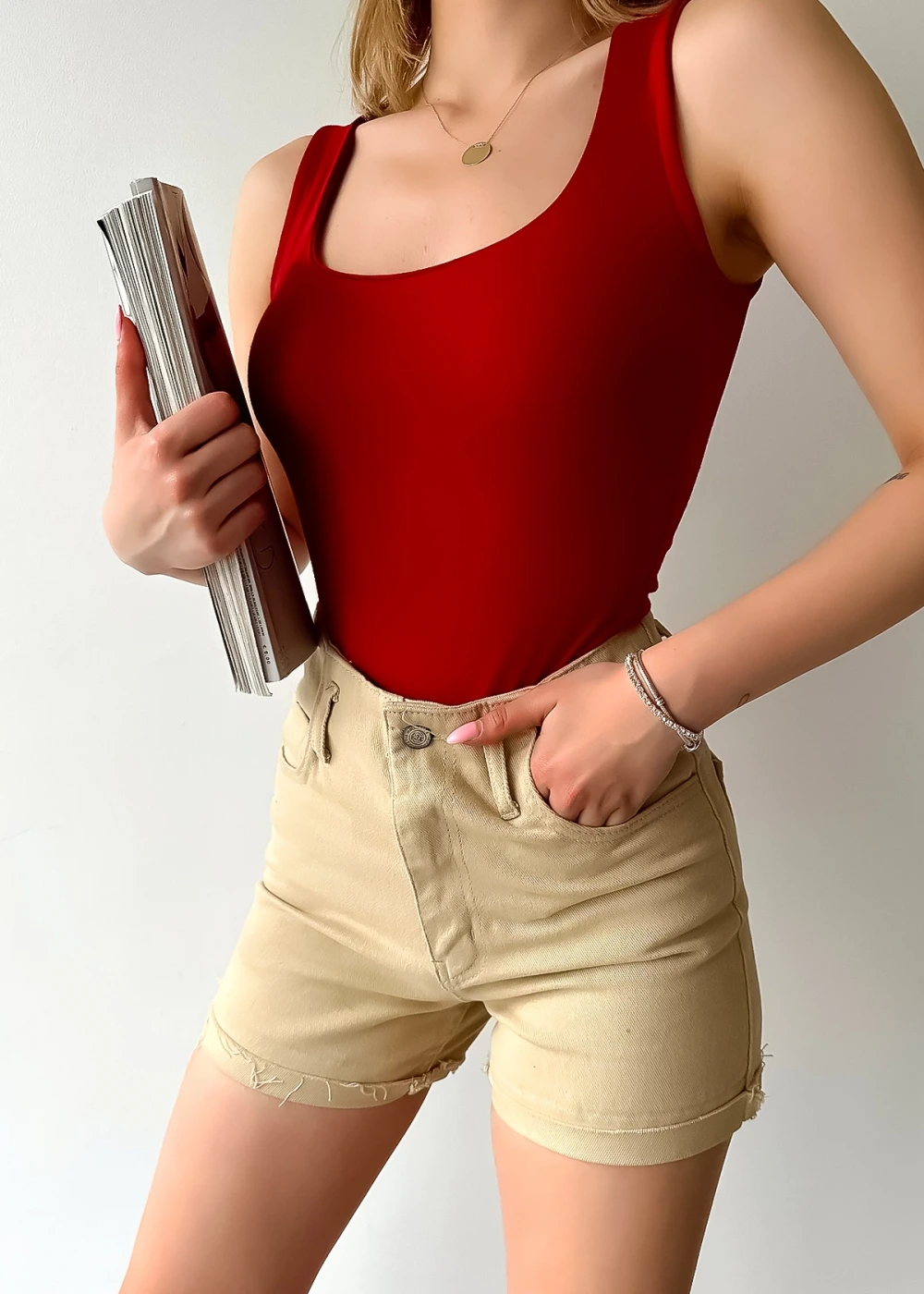 Kadın Bordo Sıfır Kol Luxury Önü Çift Kat Viskon Bluz