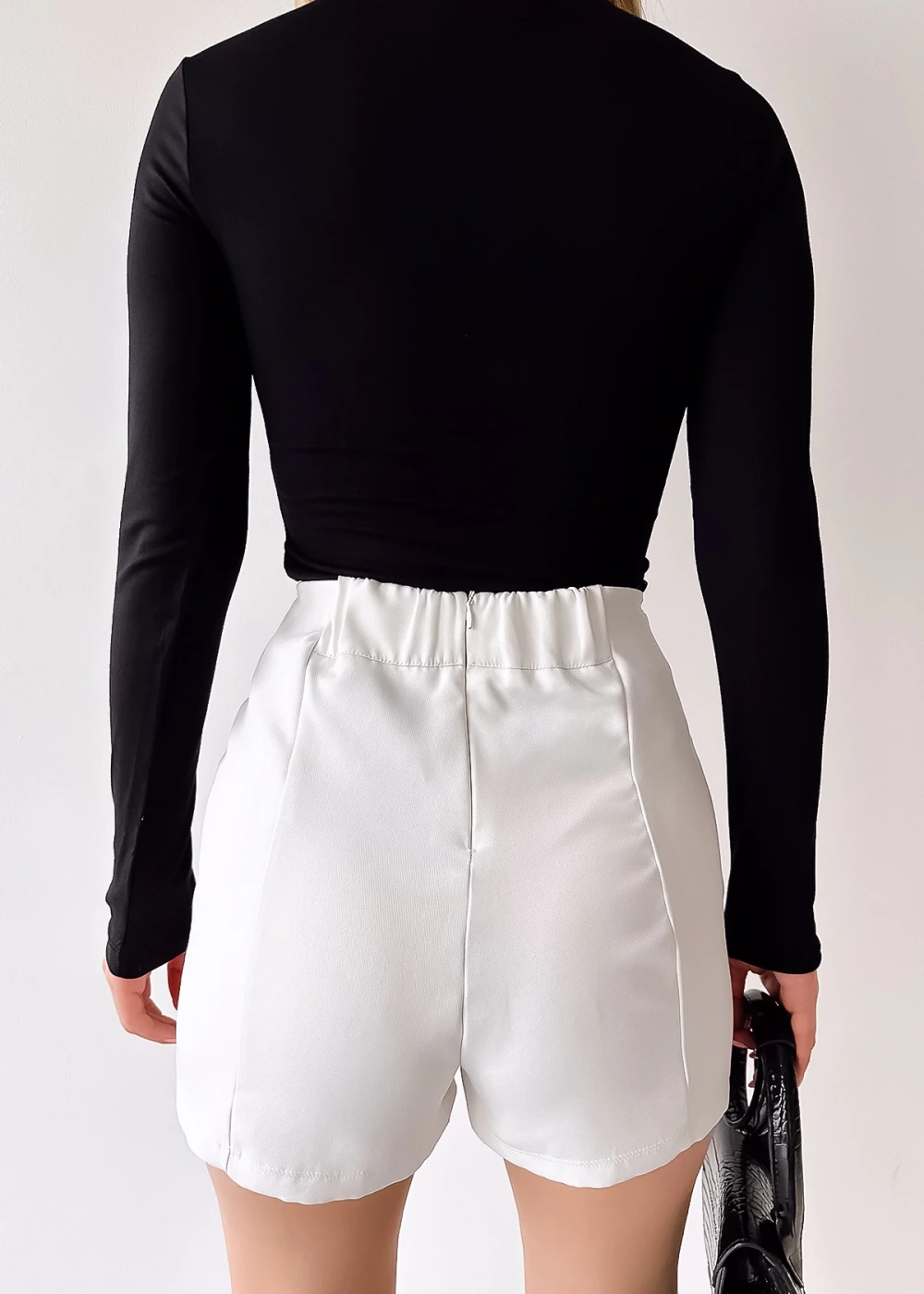 Kadın Kare Yaka Düz Siyah Uzun Kollu Viskon Bluz