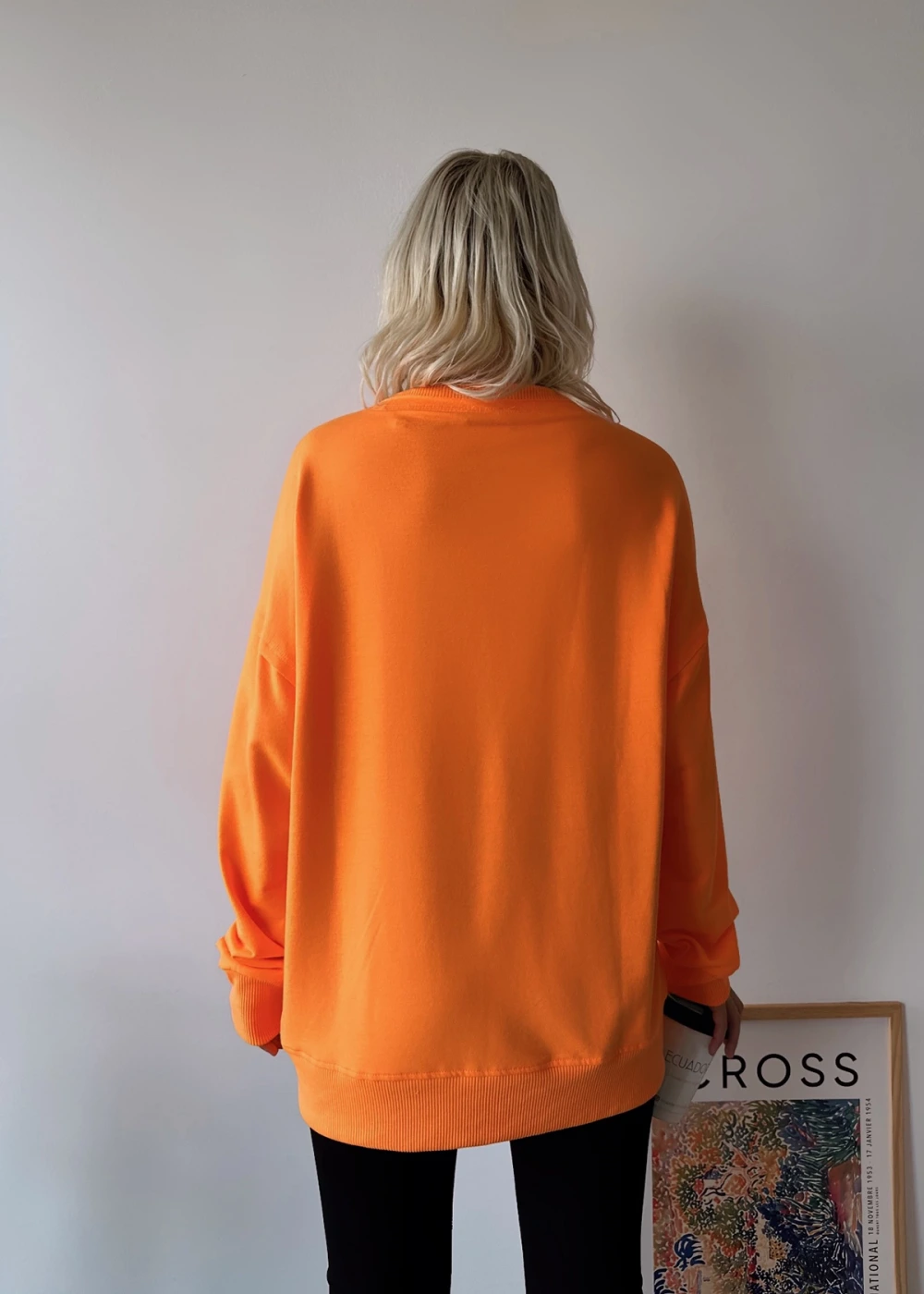 Kadın Neon Turuncu Over Size Luxury Basic Sweatshirt