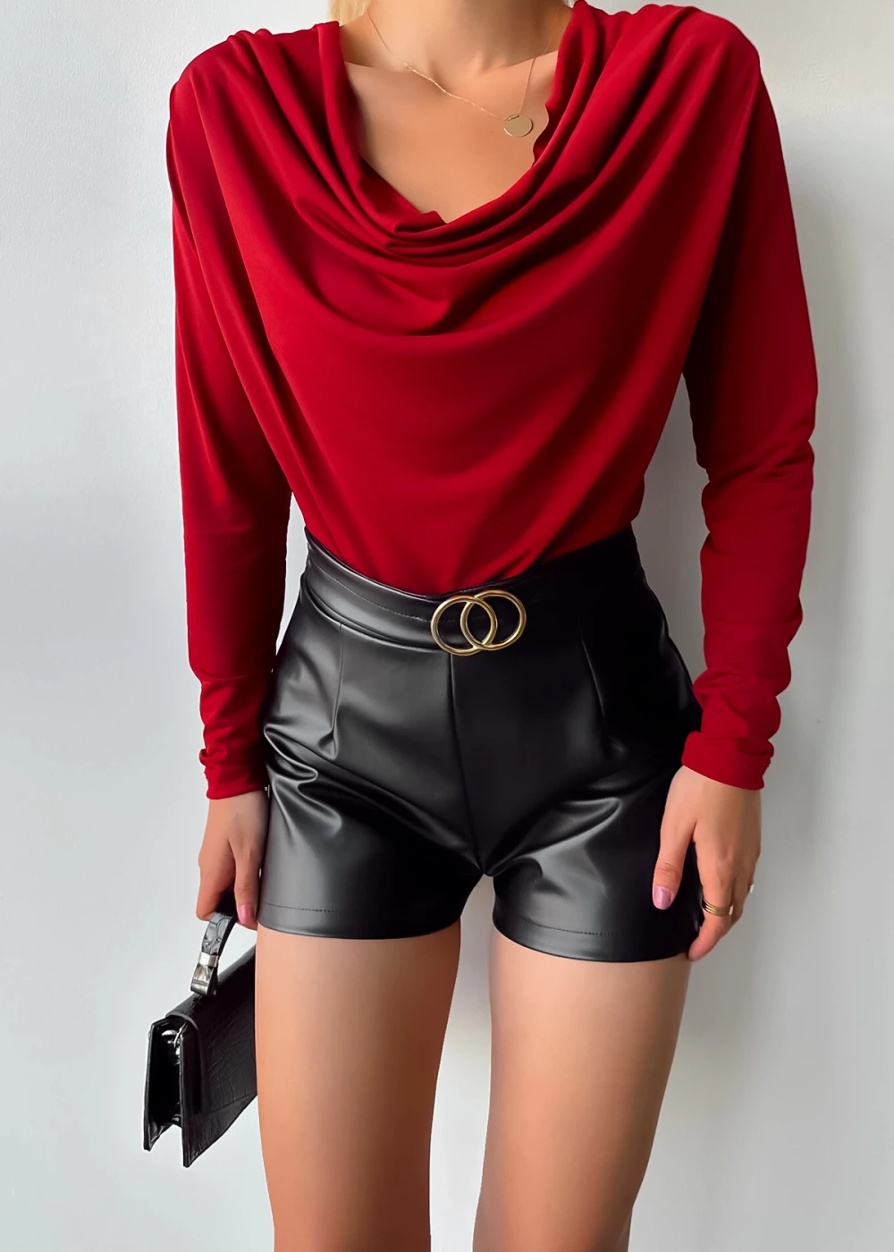 Kadın Uzun Kol Degaje Yaka Bordo Sandy Bluz