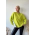 Kadın Neon Sarı Over Size Luxury Basic Sweatshirt