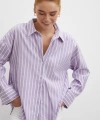 Uzun Kollu Çizgili Gömlek Lila