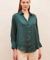 Basic Saten Gömlek Koyu Yeşil