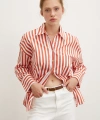 Cepli Çizgili Gömlek Oranj