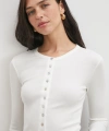 Düğmeli Uzun Kol Bluz Beyaz