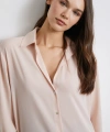 V Yaka Şifon Gömlek Pudra