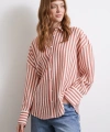 Çizgili T Kol Gömlek Kiremit